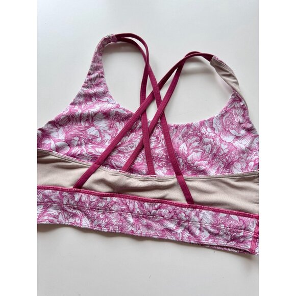 LULULEMON Energy Floral Bloom White Star Ruby Long Line Sports Bra, Size 12 - Picture 14 of 16